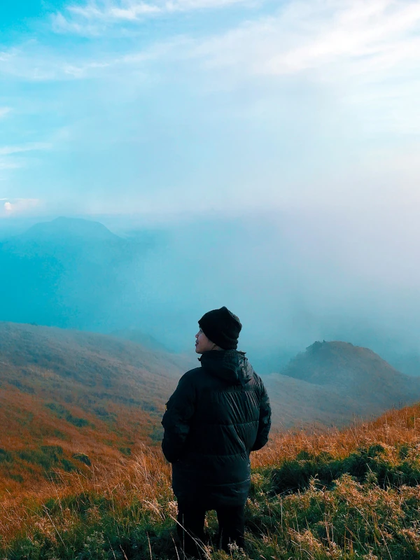 serene mountain scape with clouds